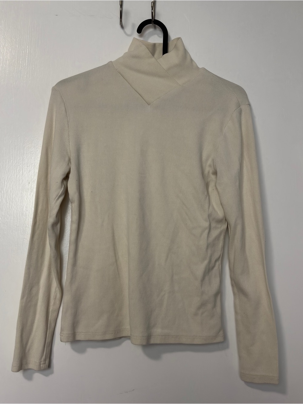 Cream Long-Sleeve Mock Neck Sweater